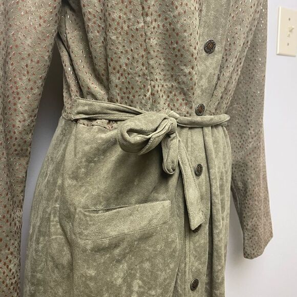 Hl Design Vintage Olive Green Full Button Down Dress Sz M - Picture 8 of 11